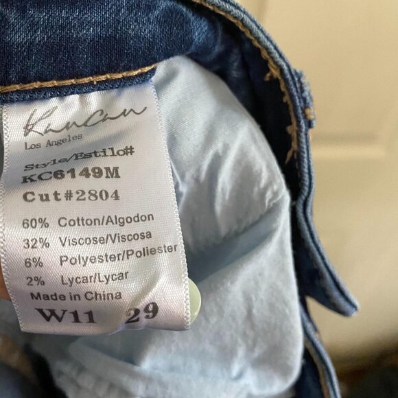Kancan Women's Distressed Raw Released Hem Skinny High Rise Blue Jeans Size 29 - Picture 3 of 10